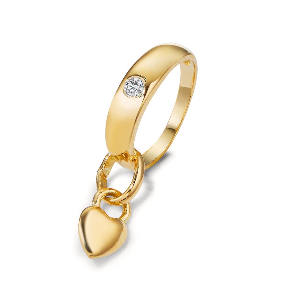 Anillo de bautizo 750/oro amarillo de 18 quilates Circonita Corazón Ø11.5 mm