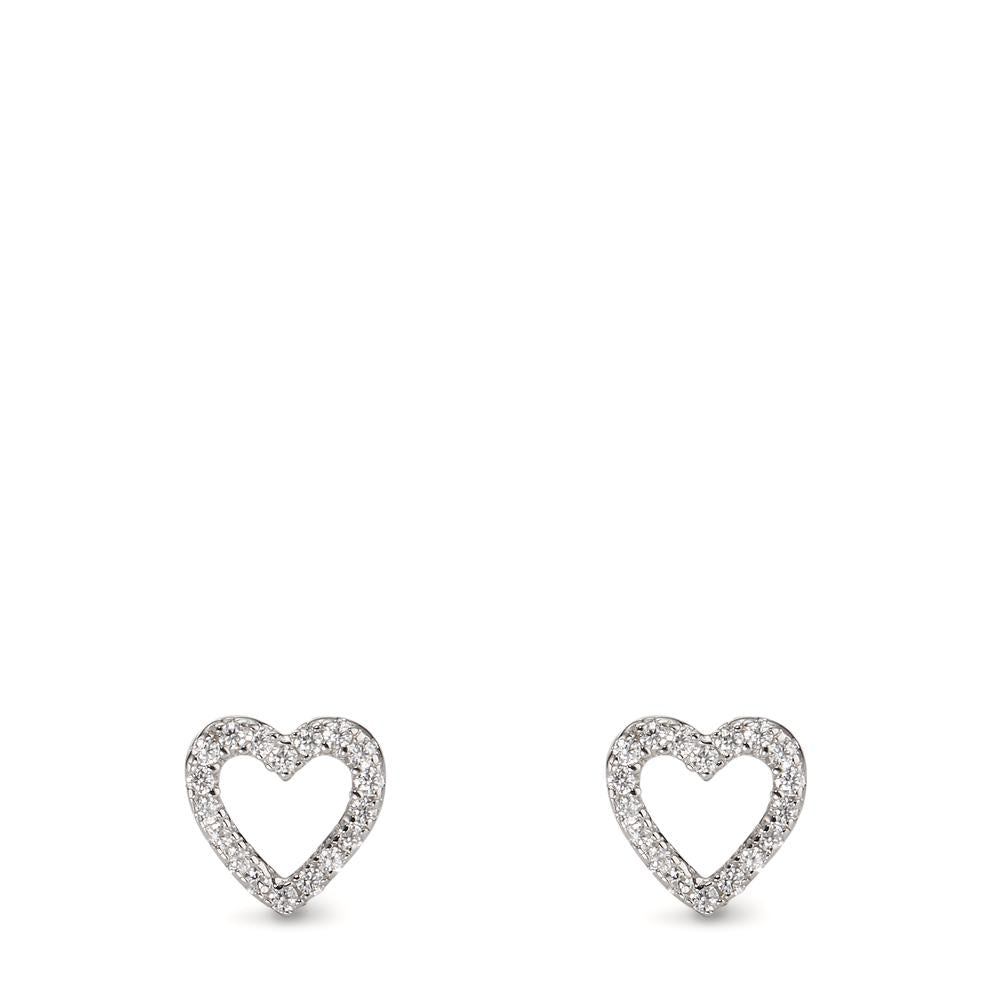 Pendientes Plata Circonita Rodio plateado Corazón Ø6.5 mm