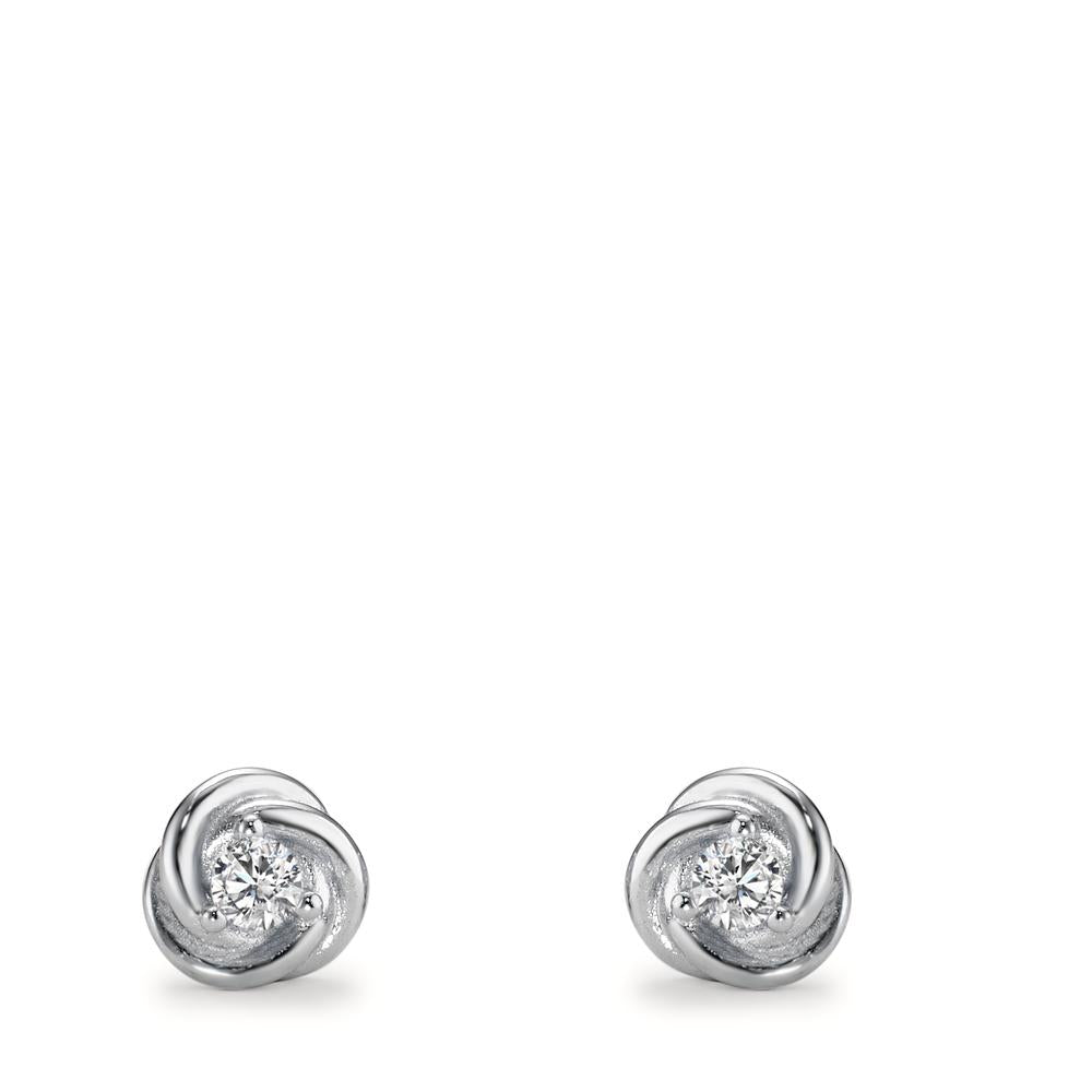 Pendientes Plata Circonita blanco, 2 piedras Rodio plateado Ø6 mm