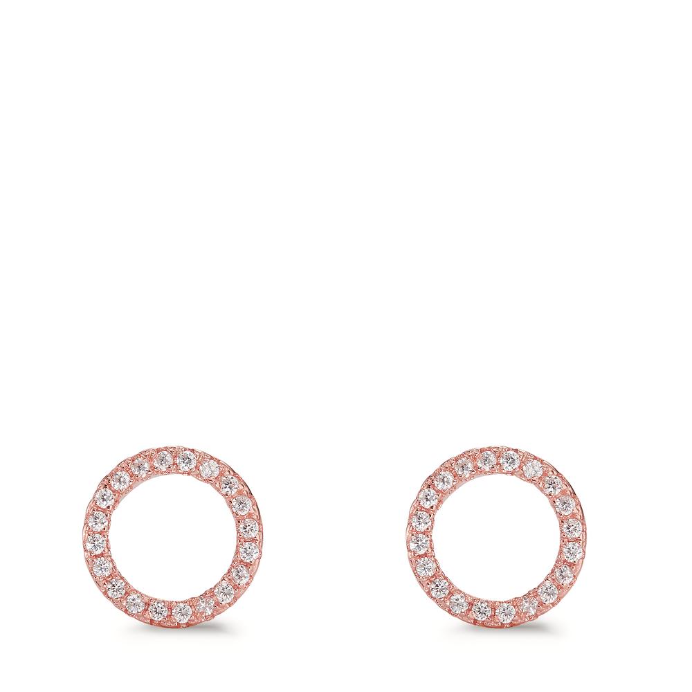 Pendientes Plata Circonita Rosa Dorado Ø9 mm