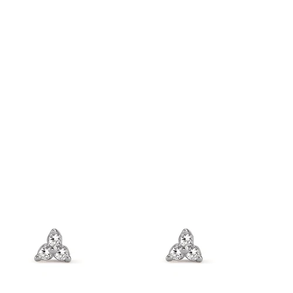 Pendientes Plata Circonita 6 piedras Rodio plateado Ø3 mm