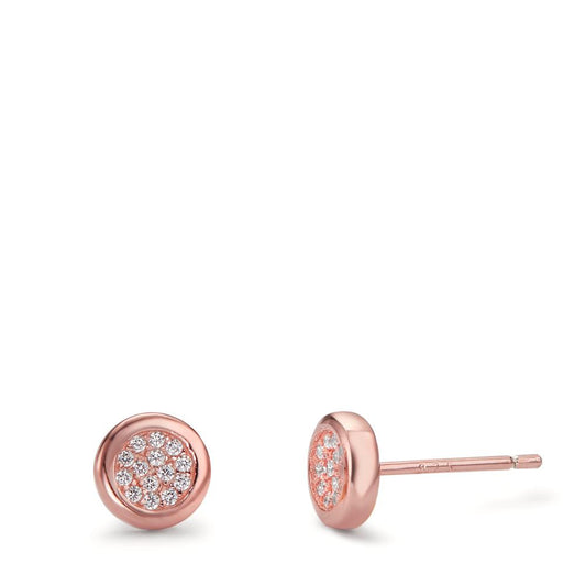 Pendientes Plata Circonita Rosa Dorado Ø6.5 mm