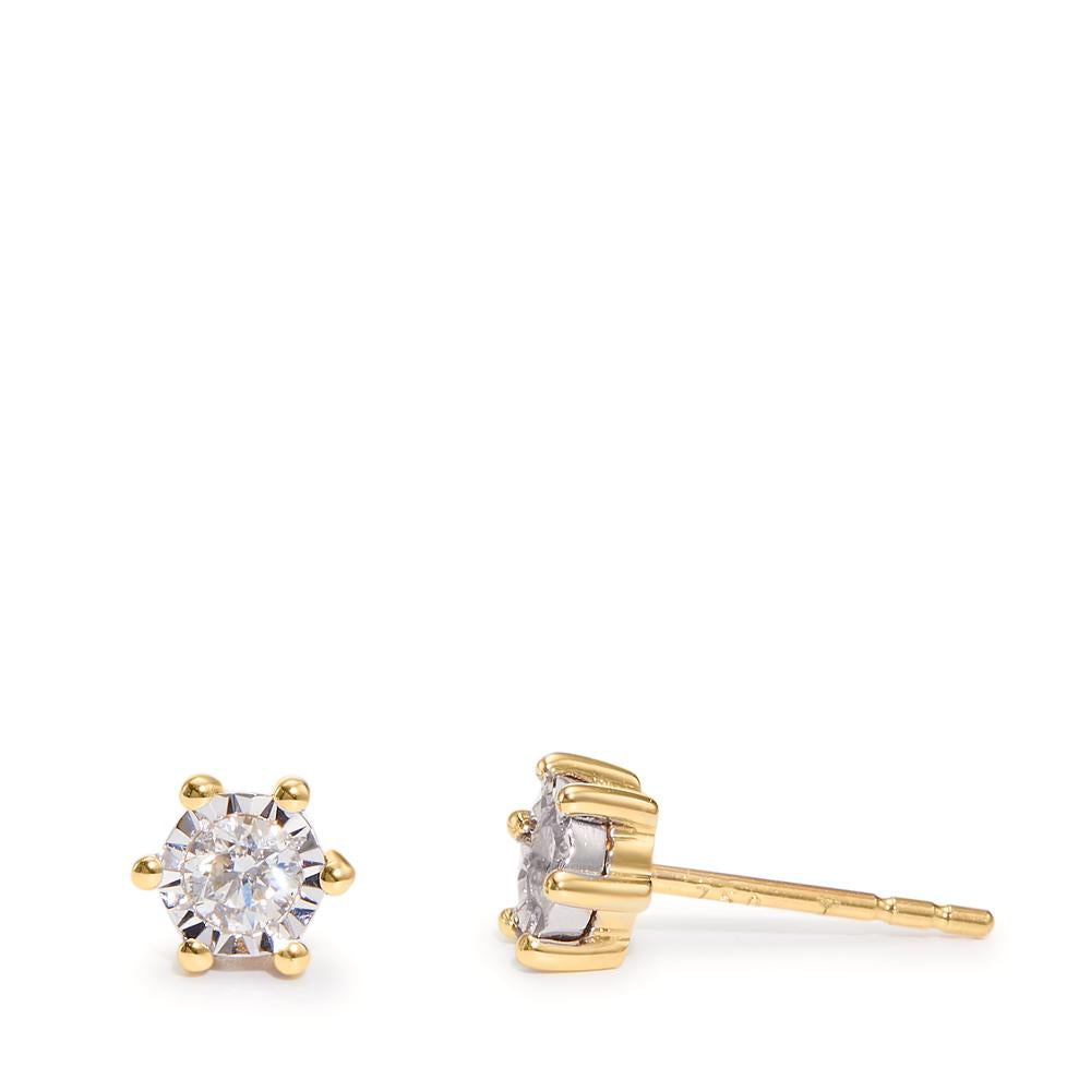 Pendientes 750/oro amarillo de 18 quilates Diamante 0.20 ct, 2 piedras, w-si Ø5 mm