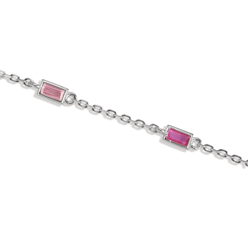 Pulsera Plata Circonita rosa, 5 piedras Rodio plateado 16-18.5 cm