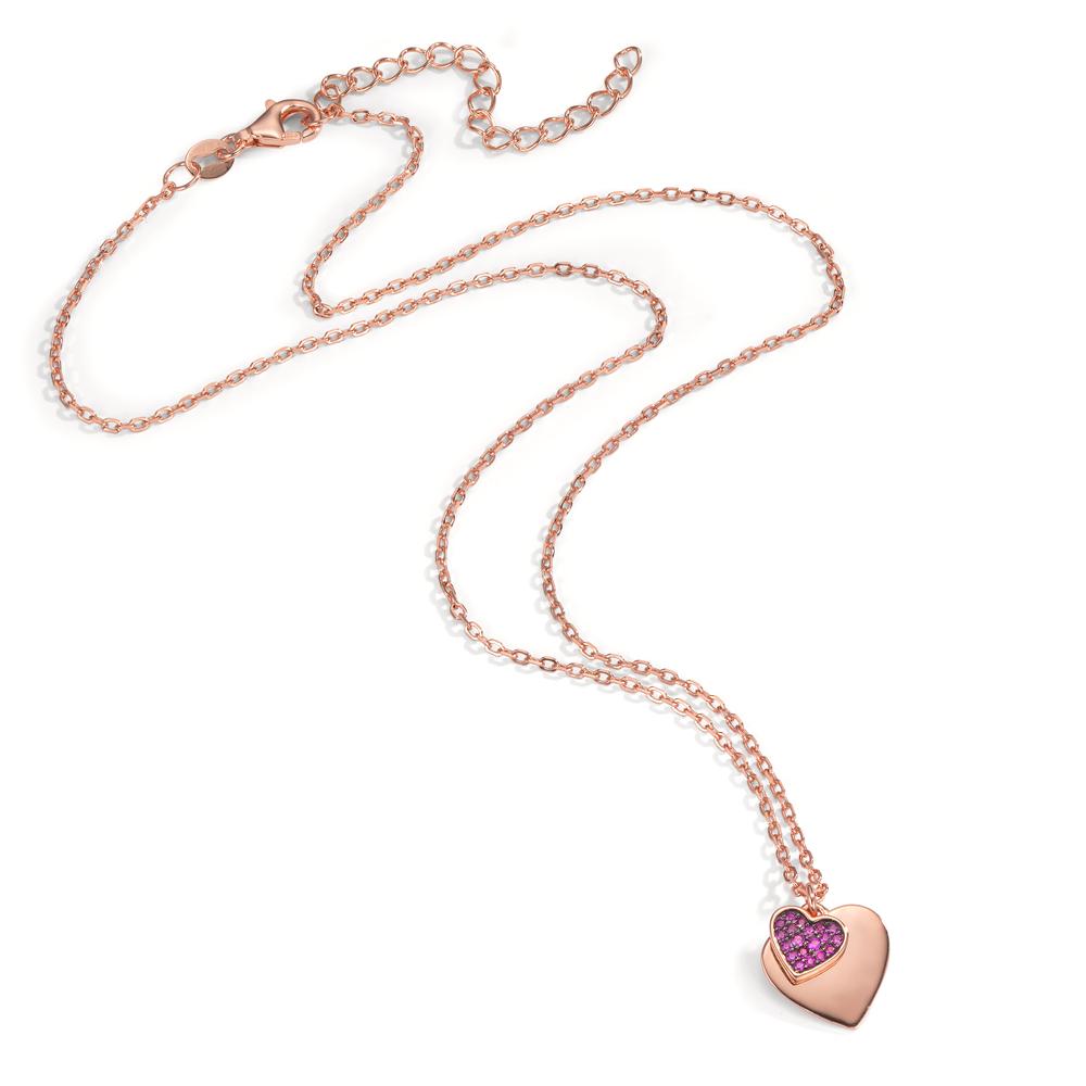 Collar Plata Circonita rosa Rosa Dorado Corazón 40-45 cm