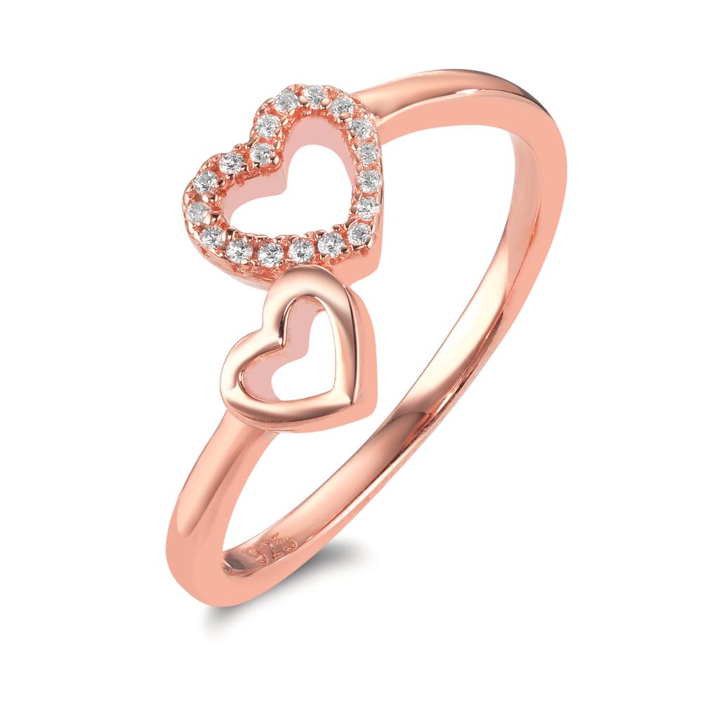 Anillo de dedo Plata Circonita Rosa Dorado Corazón