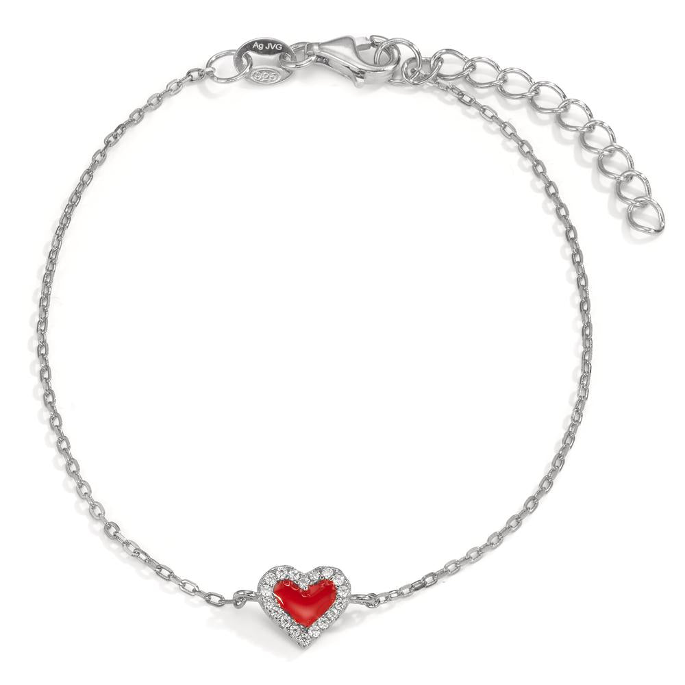 Pulsera Plata Circonita Rodio plateado Corazón 16-19 cm