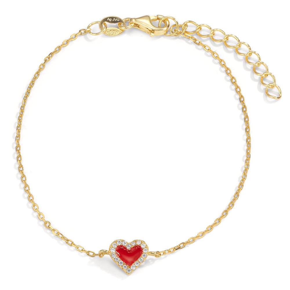 Pulsera Plata Circonita Amarillo Dorado Corazón 16-19 cm