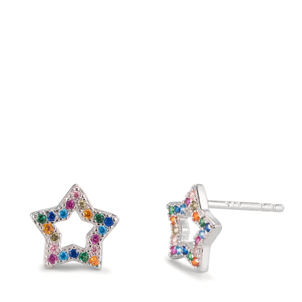 Pendientes Plata Circonita vistoso Rodio plateado estrella Ø8.5 mm