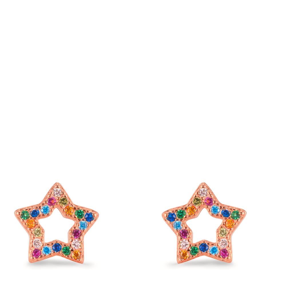 Pendientes Plata Rosa Dorado estrella Ø8.5 mm