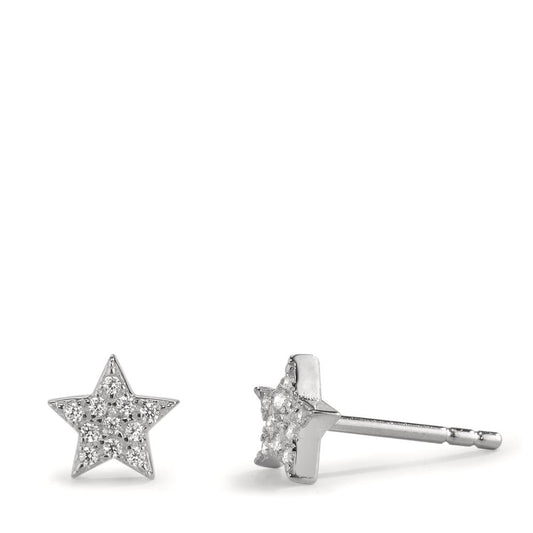 Pendientes Plata Circonita Rodio plateado estrella Ø6 mm