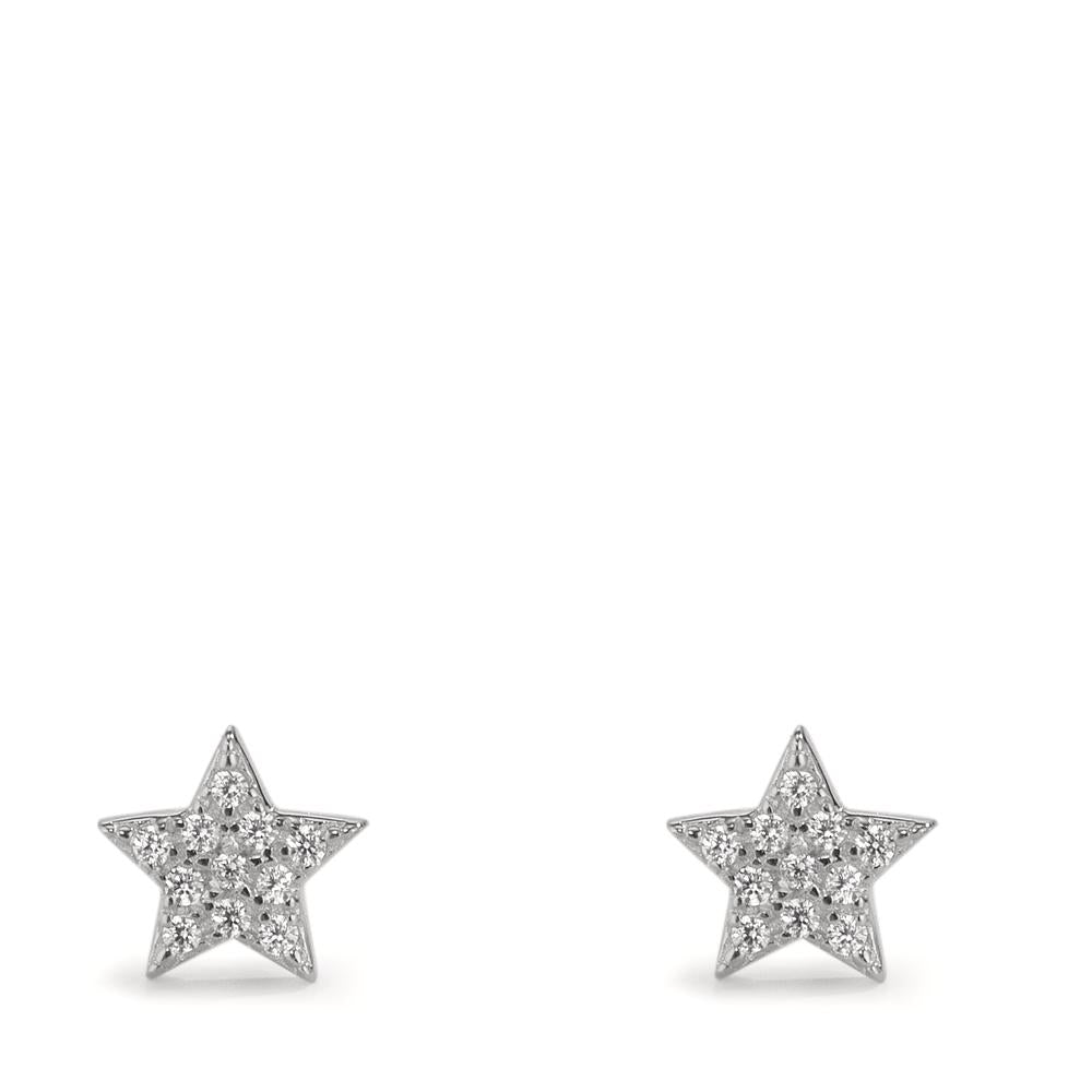 Pendientes Plata Circonita Rodio plateado estrella Ø6 mm