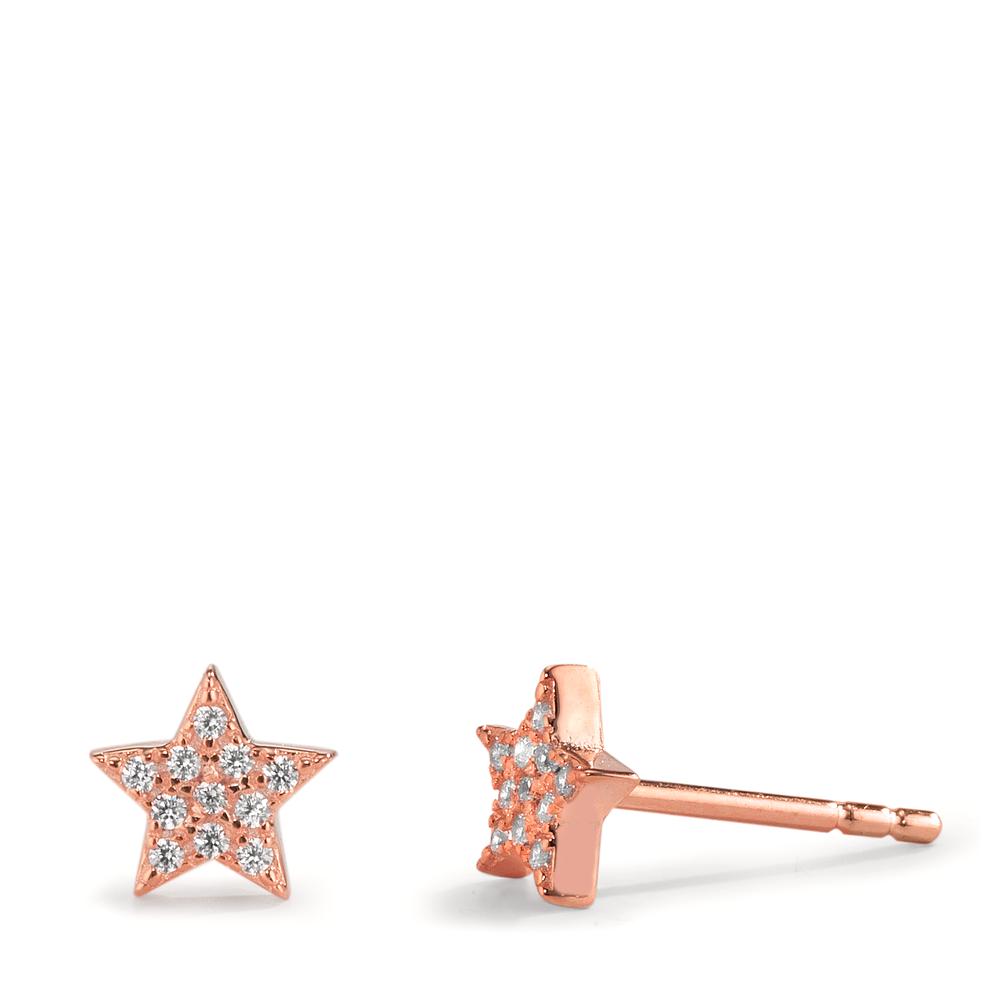 Pendientes Plata Circonita Rosa Dorado estrella Ø6 mm