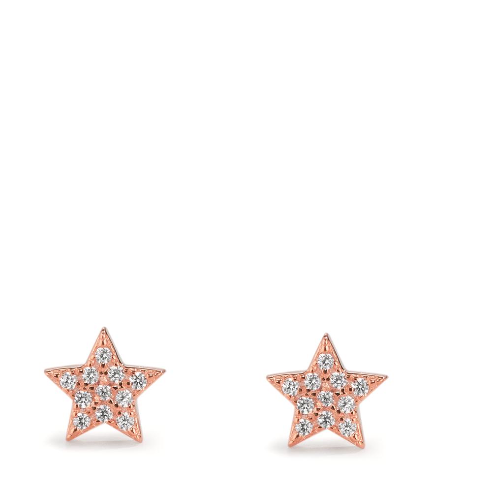 Pendientes Plata Circonita Rosa Dorado estrella Ø6 mm