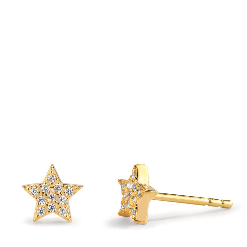 Pendientes Plata Circonita Amarillo Dorado estrella Ø6 mm