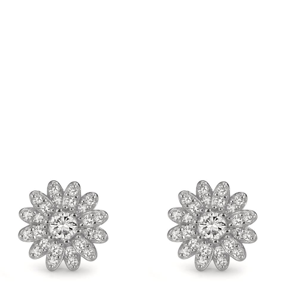 Pendientes Plata Circonita Rodio plateado Flor Ø9 mm