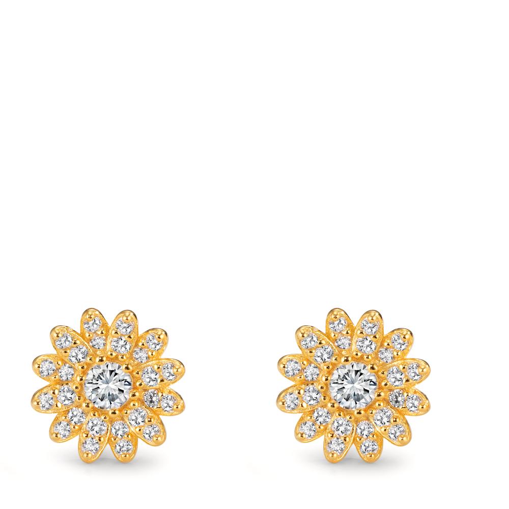 Pendientes Plata Amarillo Dorado Flor Ø9 mm