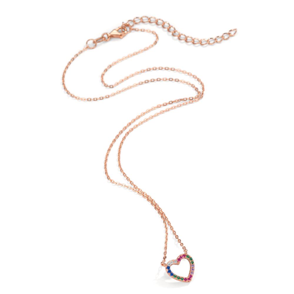 Collar Plata Circonita vistoso Rosa Dorado Corazón 40-45 cm Ø10 mm