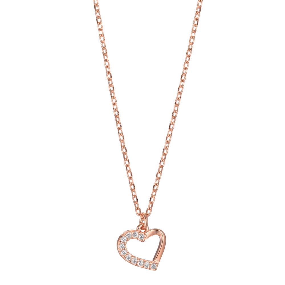 Collar Plata Circonita 11 piedras Rosa Dorado Corazón 40-45 cm Ø8.5 mm