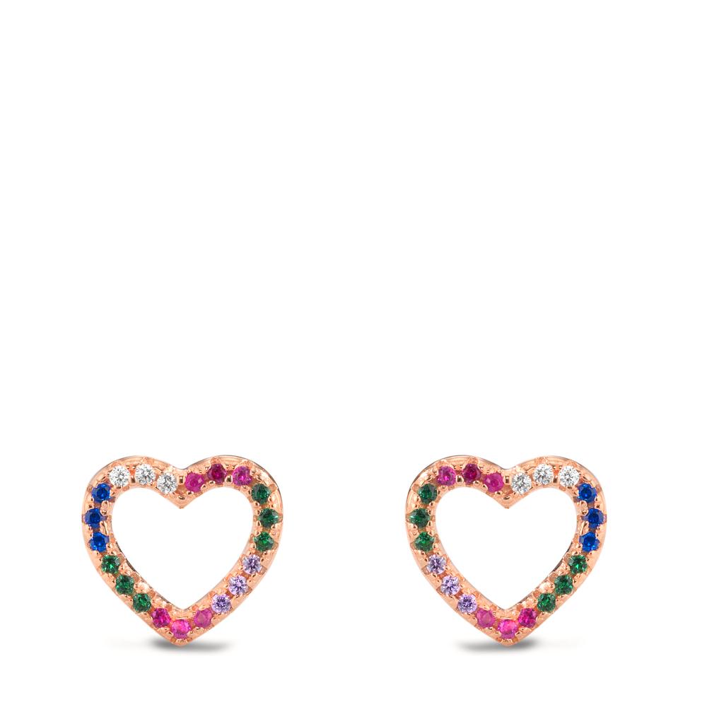 Pendientes Plata Circonita vistoso Rosa Dorado Corazón Ø9.5 mm