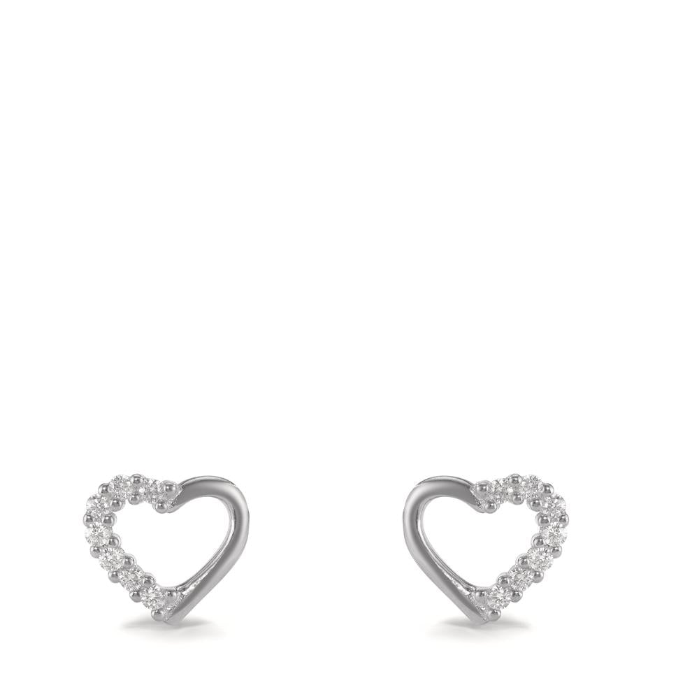 Pendientes Plata Circonita 14 piedras Rodio plateado Corazón Ø7.5 mm