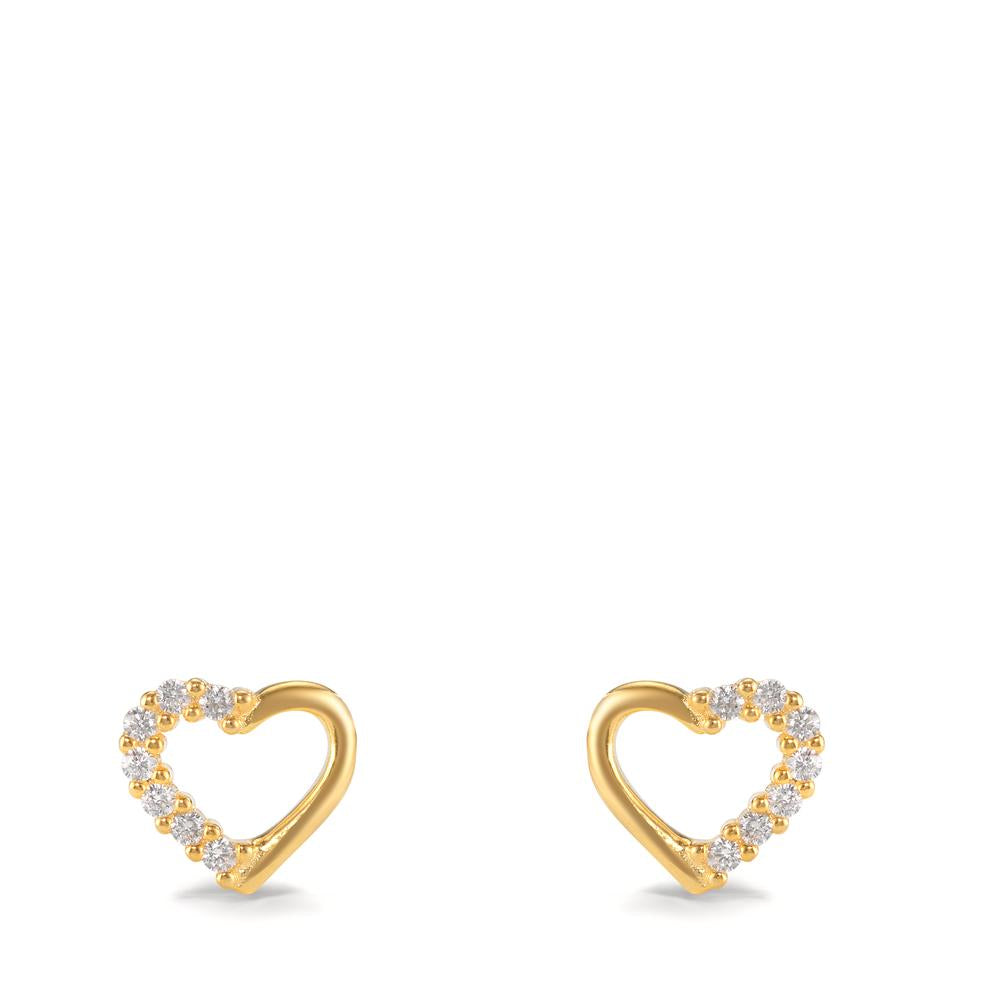 Pendientes Plata Circonita 14 piedras Amarillo Dorado Corazón Ø7.5 mm