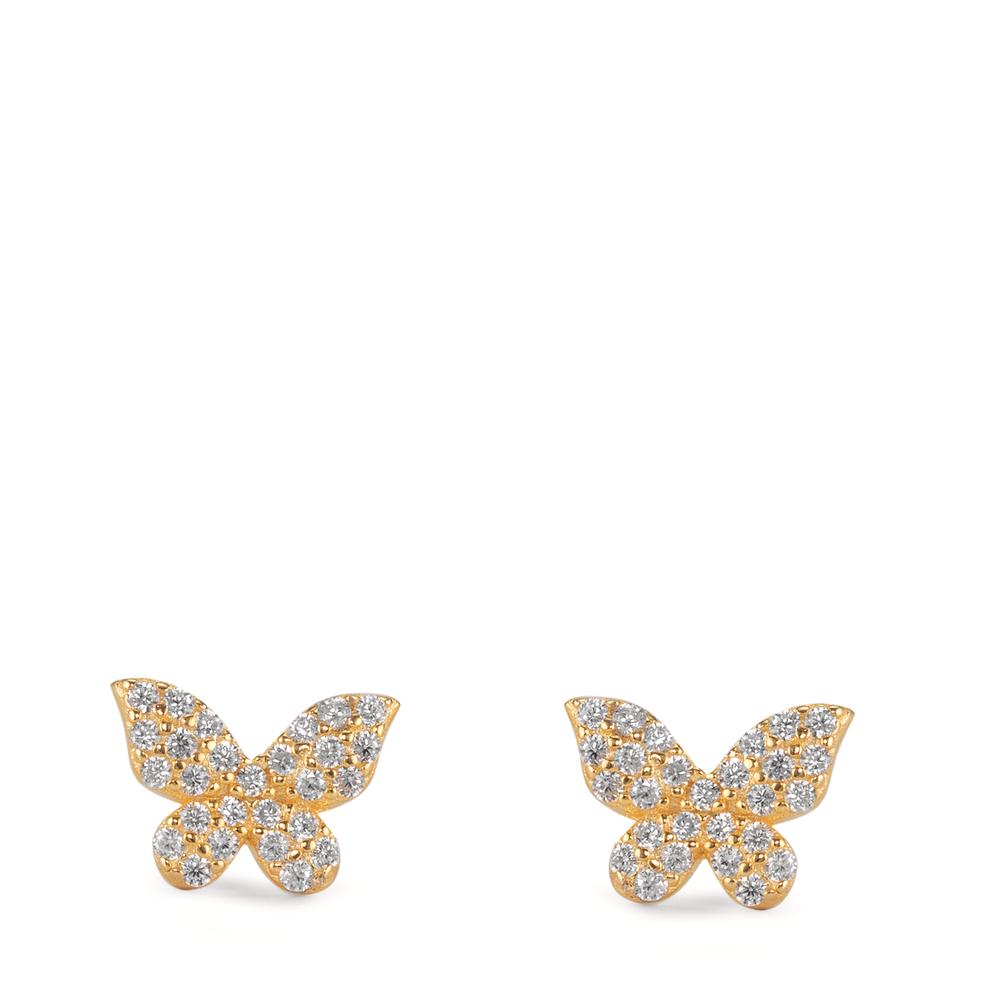 Pendientes Plata Circonita Amarillo Dorado Mariposa Ø7 mm