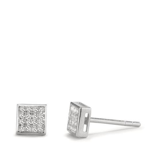 Pendientes Plata Circonita 32 piedras Rodio plateado Ø5 mm