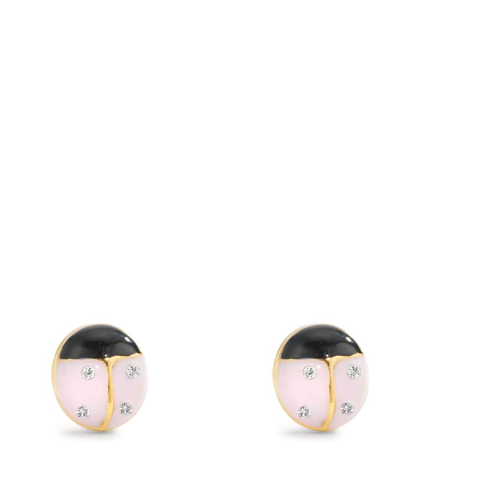 Pendientes Oro amarillo de 375/9K, Silicona Circonita 8 piedras Esmaltado mariquita Ø5.5 mm