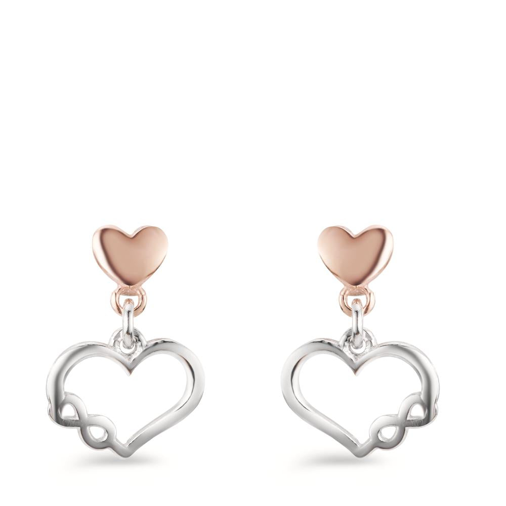 Pendientes Plata Rosa Bicolor Corazón