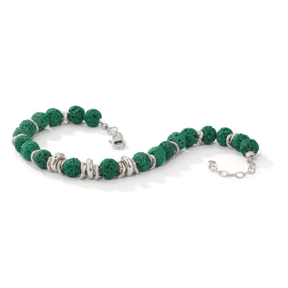 Pulsera Plata Lava verde Rodio plateado 18.5-21.5 cm Ø6.5 mm