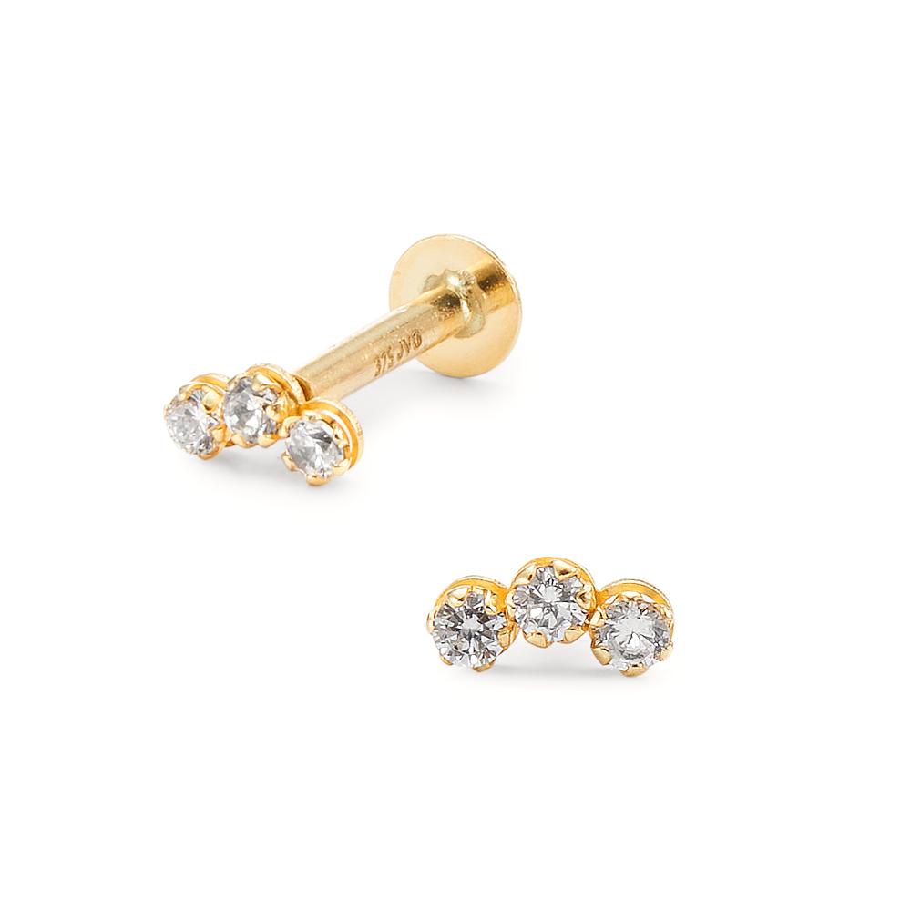 Piercing Oro amarillo de 375/9K Circonita 3 piedras