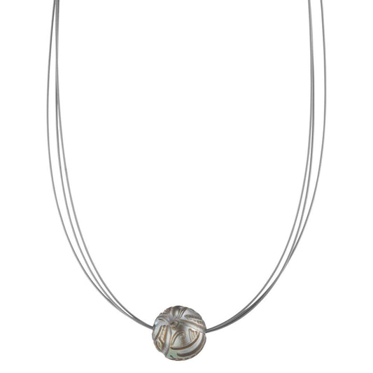 Collar Acero inoxidable Gris Recubierto de IP Perla de Tahití 42 cm