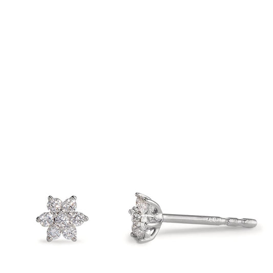 Pendientes 750/oro blanco de 18 quilates Diamante 0.14 ct, 14 piedras, w-si estrella Ø4.5 mm