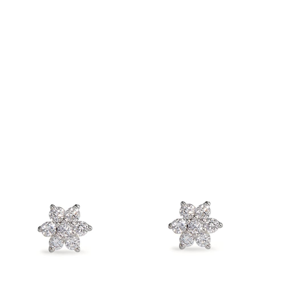 Pendientes 750/oro blanco de 18 quilates Diamante 0.14 ct, 14 piedras, w-si estrella Ø4.5 mm