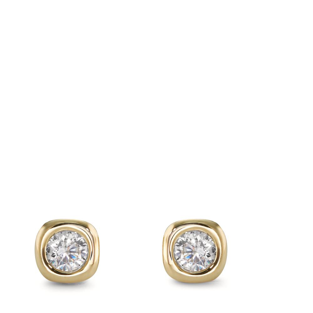 Pendientes Oro amarillo de 375/9K Circonita 2 piedras Ø6 mm