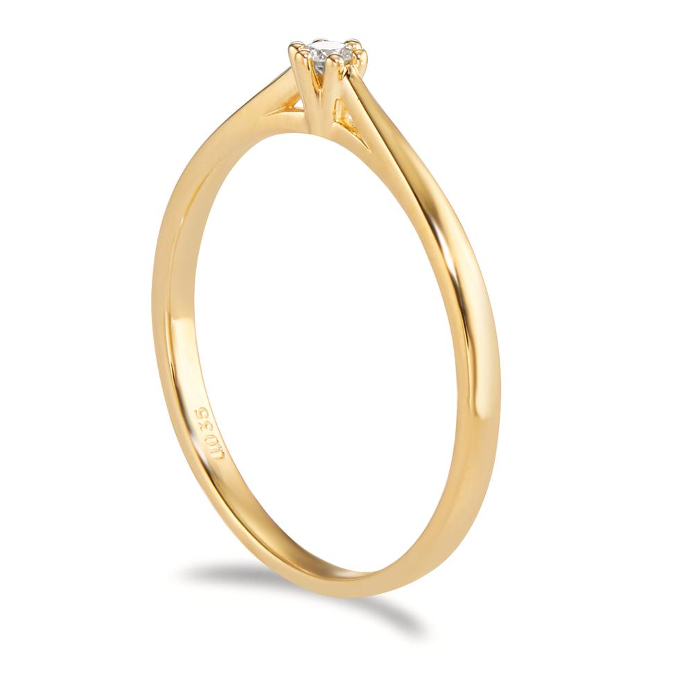 Anillo solitario 750/oro amarillo de 18 quilates Diamante 0.035 ct, w-si