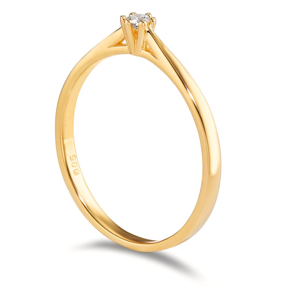 Anillo solitario 750/oro amarillo de 18 quilates Diamante 0.05 ct, w-si