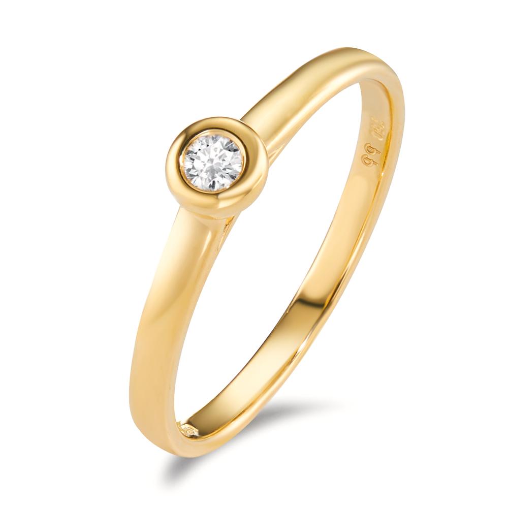 Anillo solitario 750/oro amarillo de 18 quilates Diamante 0.07 ct, w-si