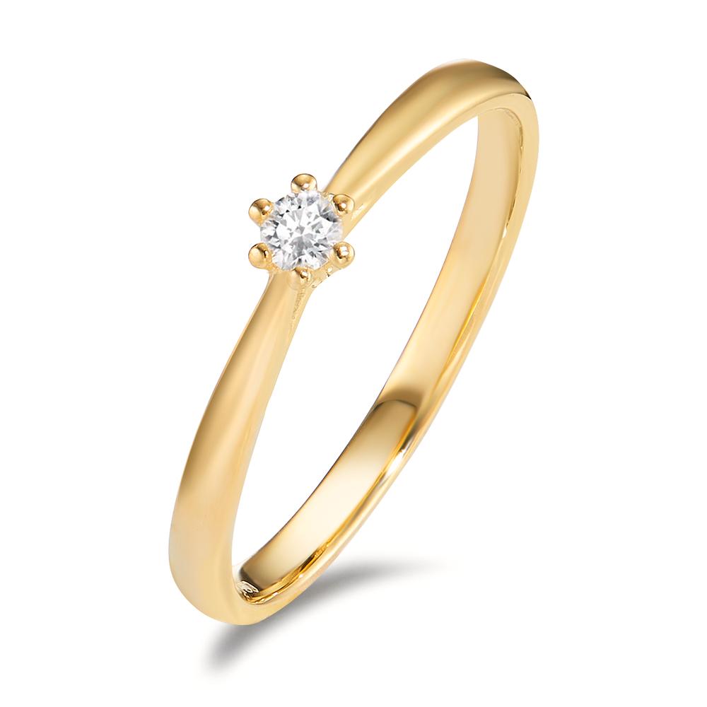 Anillo solitario 750/oro amarillo de 18 quilates Diamante 0.075 ct, w-si