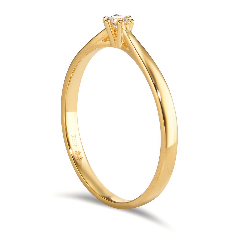 Anillo solitario 750/oro amarillo de 18 quilates Diamante 0.075 ct, w-si