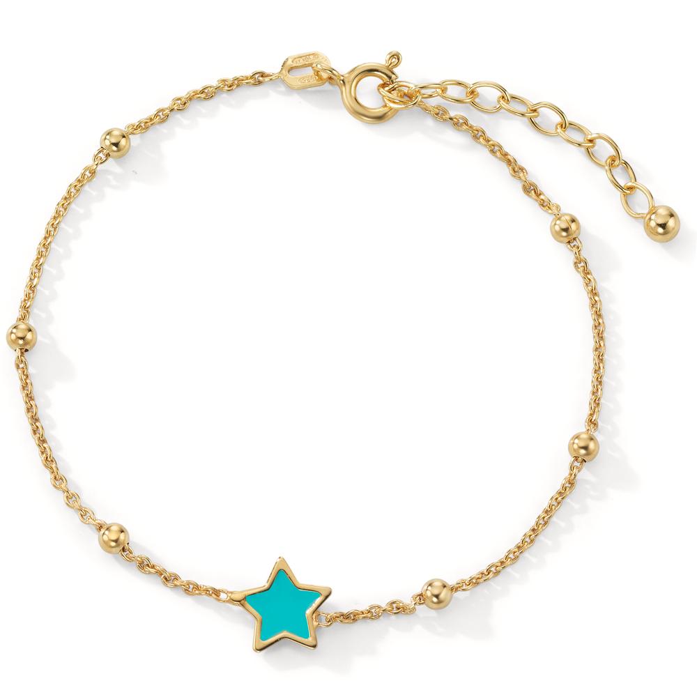 Pulsera Plata Amarillo Dorado estrella 16-18 cm