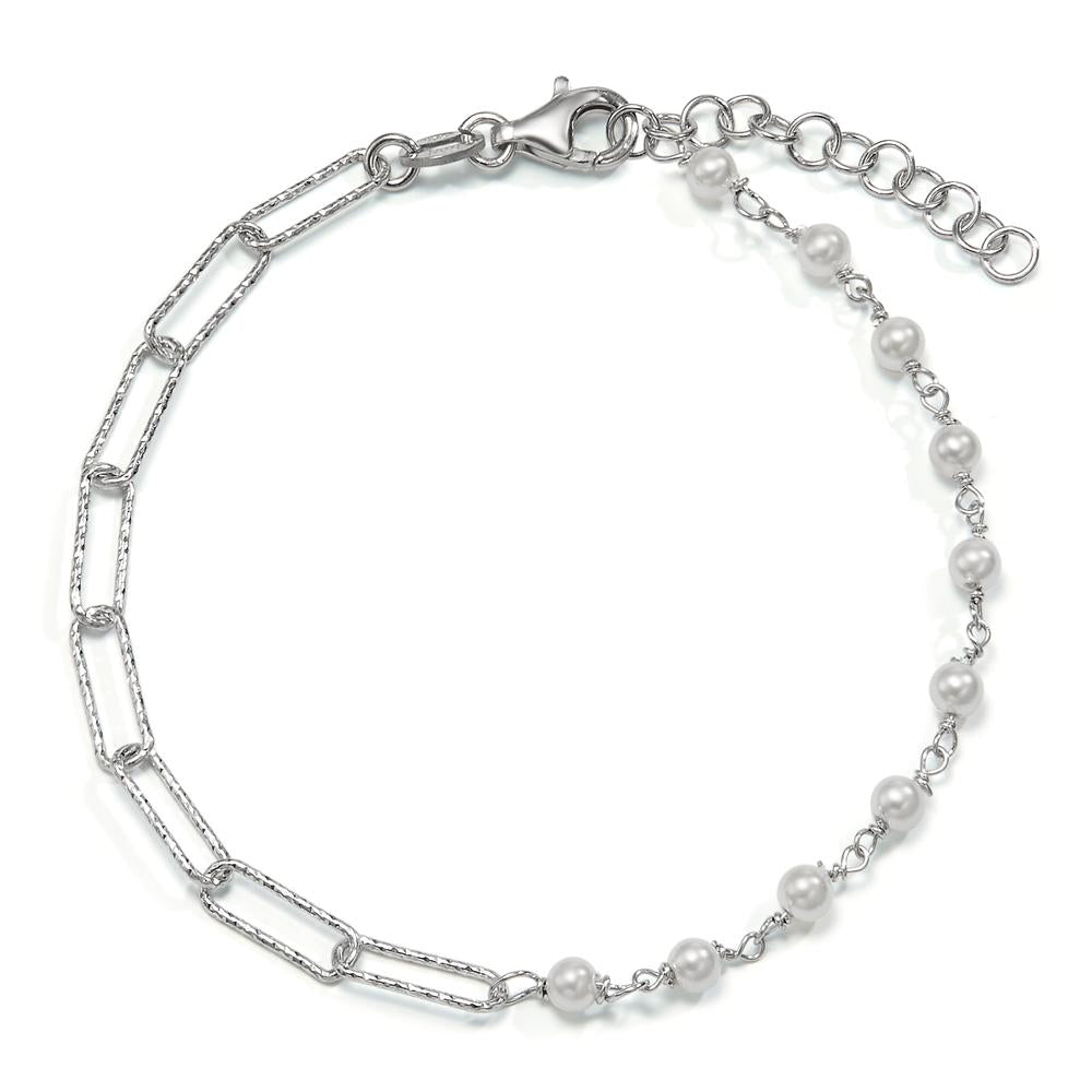 Pulsera Plata Rodio plateado Perla de concha 17-20 cm