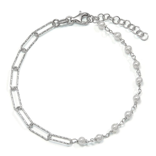 Pulsera Plata Rodio plateado Perla de concha 17-20 cm