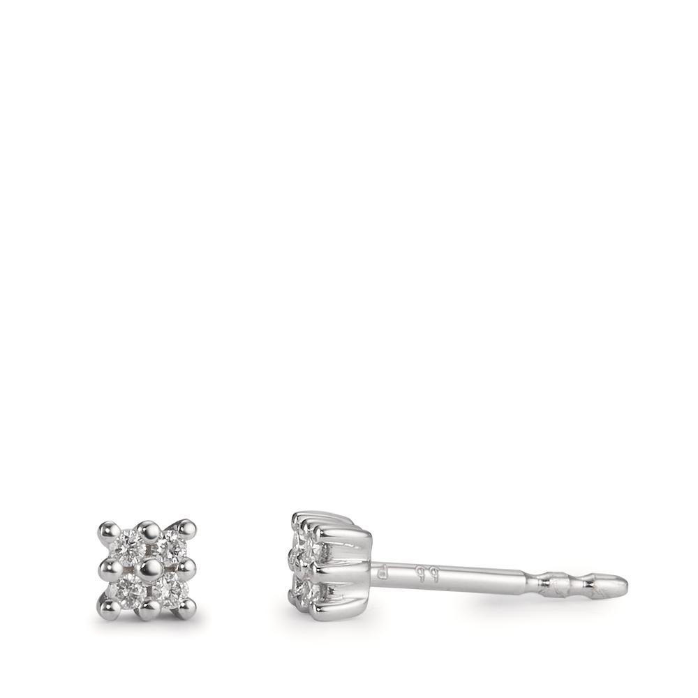 Pendientes 750/oro blanco de 18 quilates Diamante 0.06 ct, 8 piedras, w-pi1 Ø3.5 mm