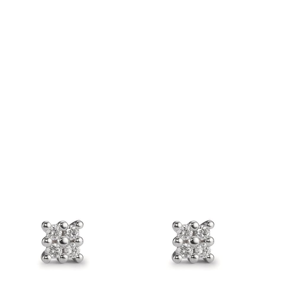 Pendientes 750/oro blanco de 18 quilates Diamante 0.06 ct, 8 piedras, w-pi1 Ø3.5 mm