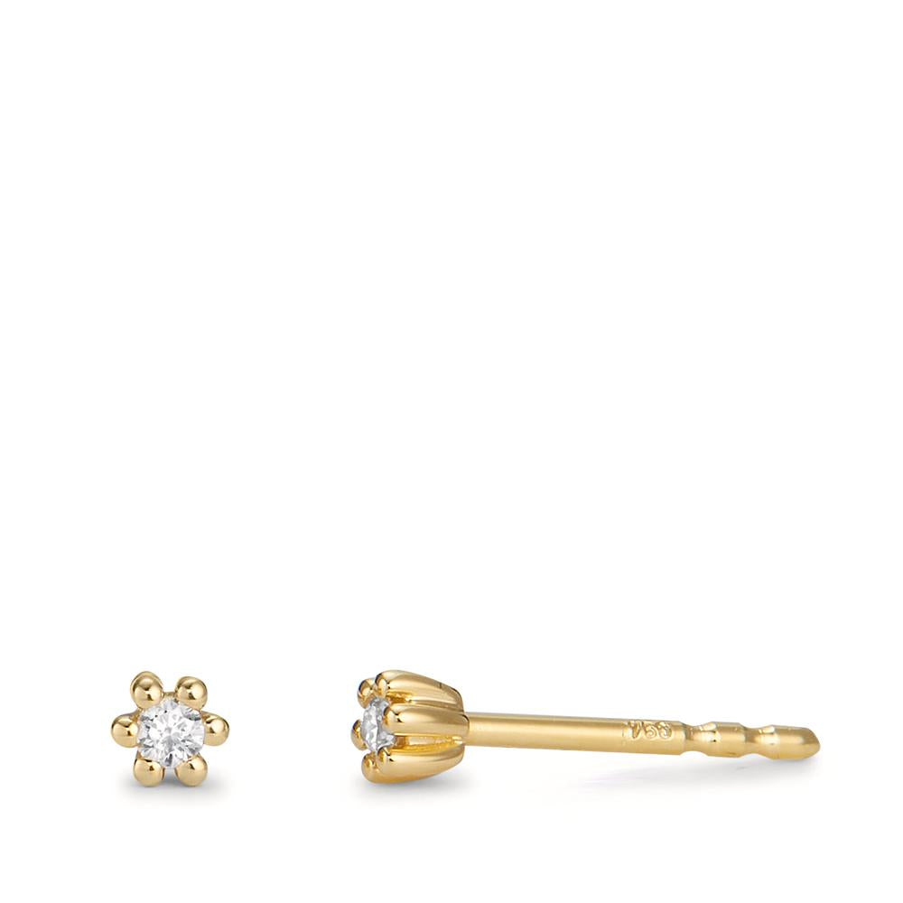 Pendientes 750/oro amarillo de 18 quilates Diamante 0.04 ct, 2 piedras, w-pi1 Ø3 mm