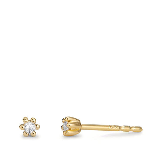 Pendientes 750/oro amarillo de 18 quilates Diamante 0.04 ct, 2 piedras, w-pi1 Ø3 mm