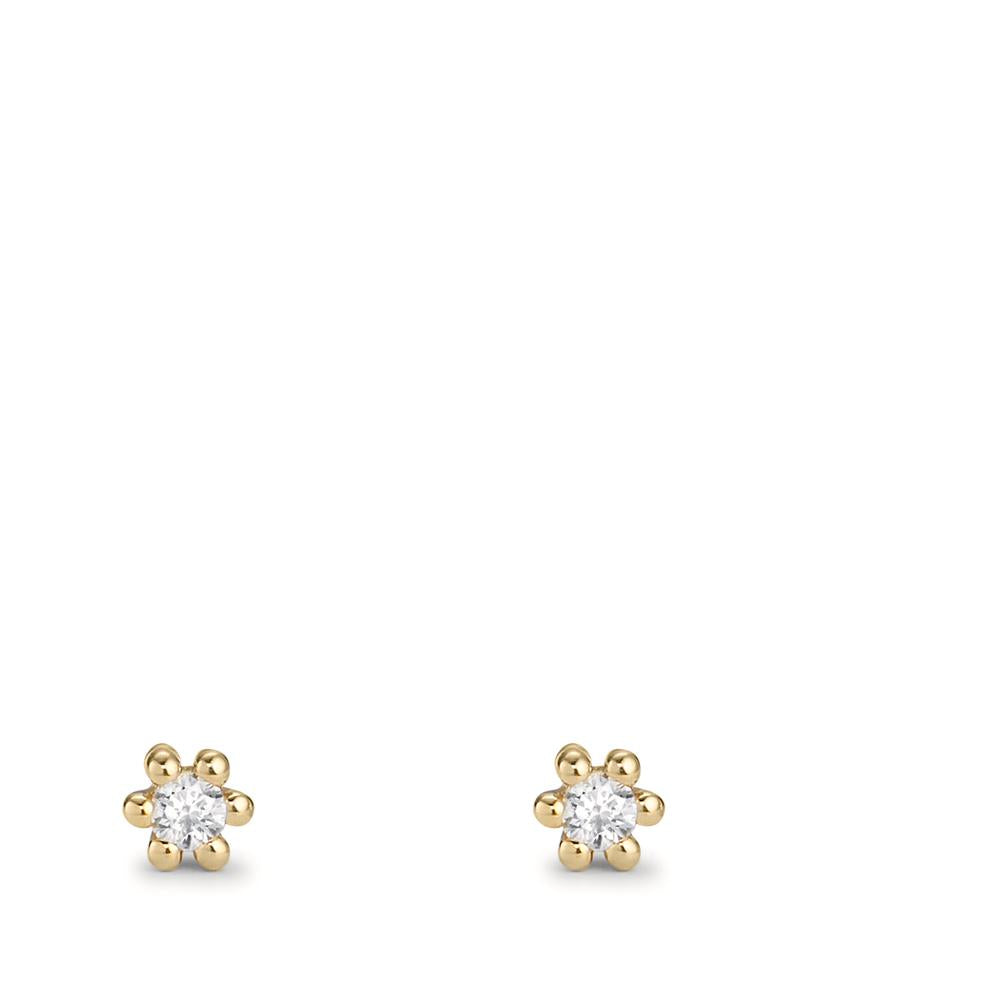 Pendientes 750/oro amarillo de 18 quilates Diamante 0.04 ct, 2 piedras, w-pi1 Ø3 mm