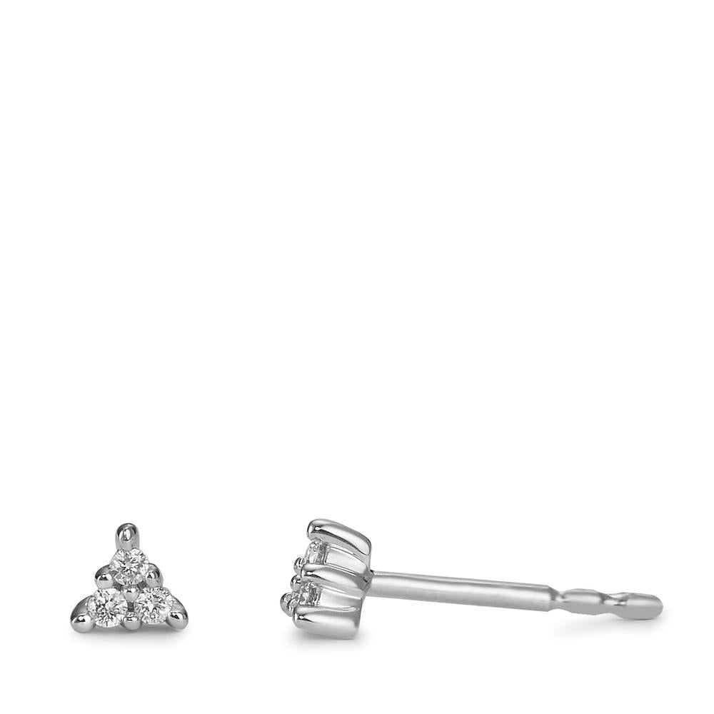 Pendientes 750/oro blanco de 18 quilates Diamante 0.05 ct, 6 piedras, w-pi1 Ø3.5 mm